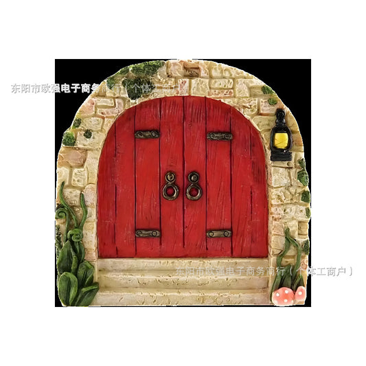 Elf Fairy Door Fairy Tale Door Courtyard Wooden Tree Decoration, Wooden Ornaments Garden Decorations