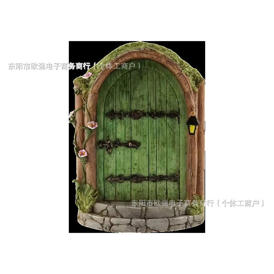 Elf Fairy Door Fairy Tale Door Courtyard Wooden Tree Decoration, Wooden Ornaments Garden Decorations