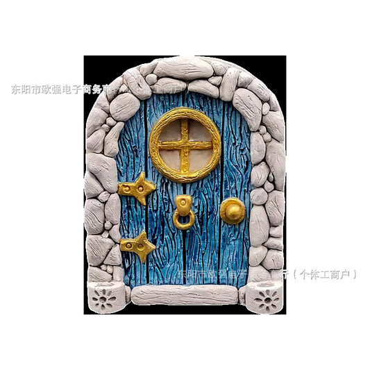 Elf Fairy Door Fairy Tale Door Courtyard Wooden Tree Decoration, Wooden Ornaments Garden Decorations