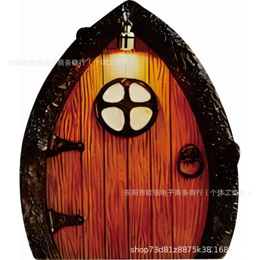 Elf Fairy Door Fairy Tale Door Courtyard Wooden Tree Decoration, Wooden Ornaments Garden Decorations
