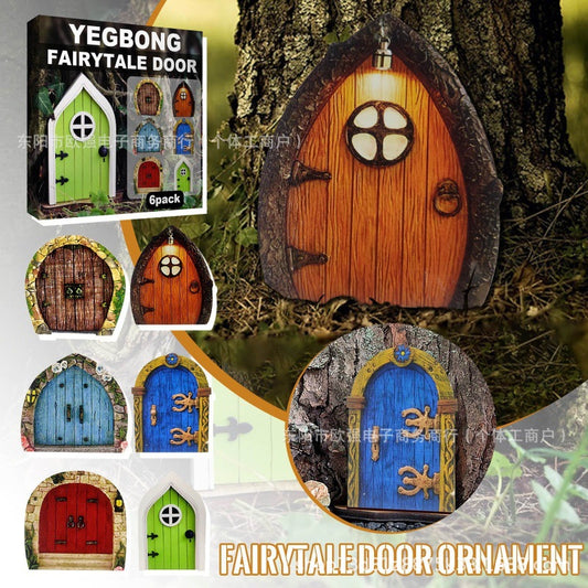 Elf Fairy Door Fairy Tale Door Courtyard Wooden Tree Decoration, Wooden Ornaments Garden Decorations