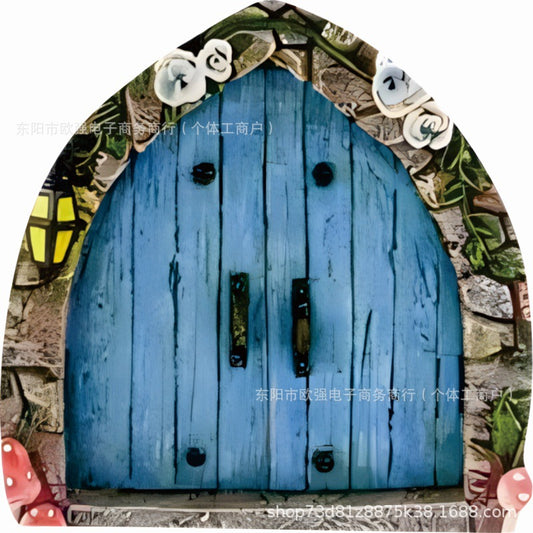 Elf Fairy Door Fairy Tale Door Courtyard Wooden Tree Decoration, Wooden Ornaments Garden Decorations