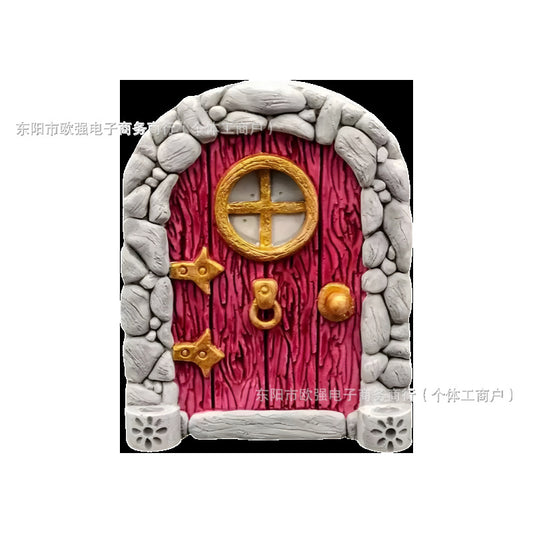 Elf Fairy Door Fairy Tale Door Courtyard Wooden Tree Decoration, Wooden Ornaments Garden Decorations
