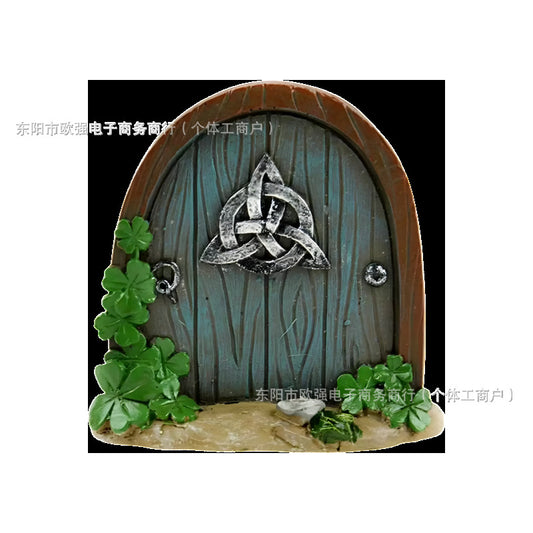 Elf Fairy Door Fairy Tale Door Courtyard Wooden Tree Decoration, Wooden Ornaments Garden Decorations