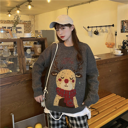 Elk Pattern Womens Sweater