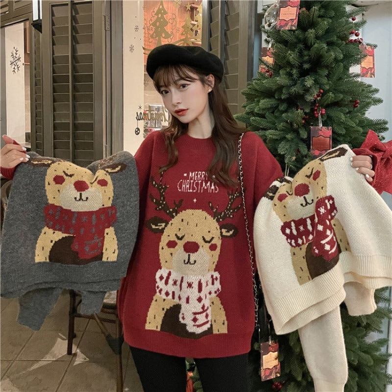 Elk Pattern Womens Sweater