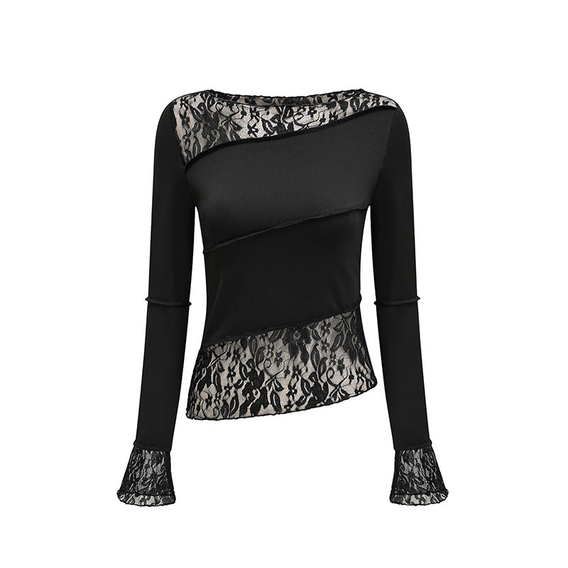 Embellished lace long-sleeve