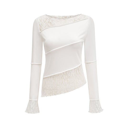 Embellished lace long-sleeve