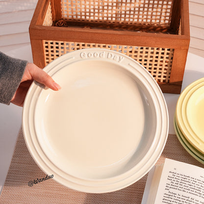 Embossed Ceramic Dinner Plate