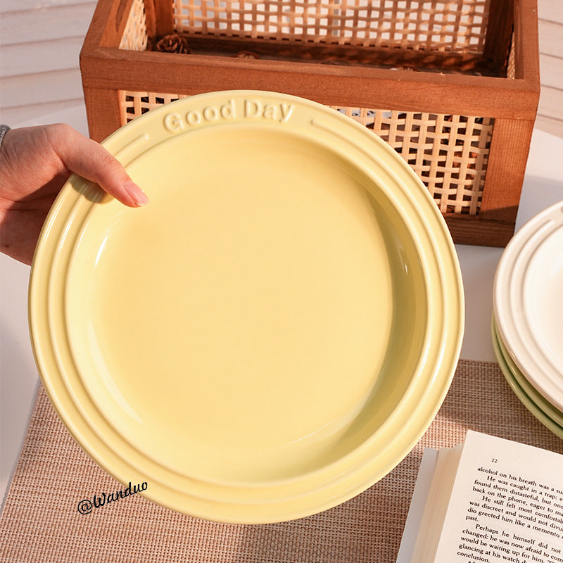 Embossed Ceramic Dinner Plate