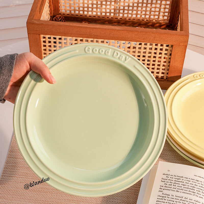 Embossed Ceramic Dinner Plate