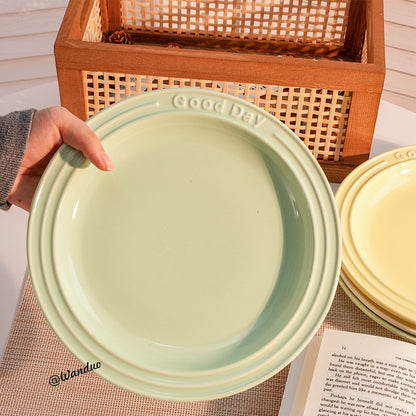 Embossed Ceramic Dinner Plate