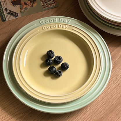 Embossed Ceramic Dinner Plate