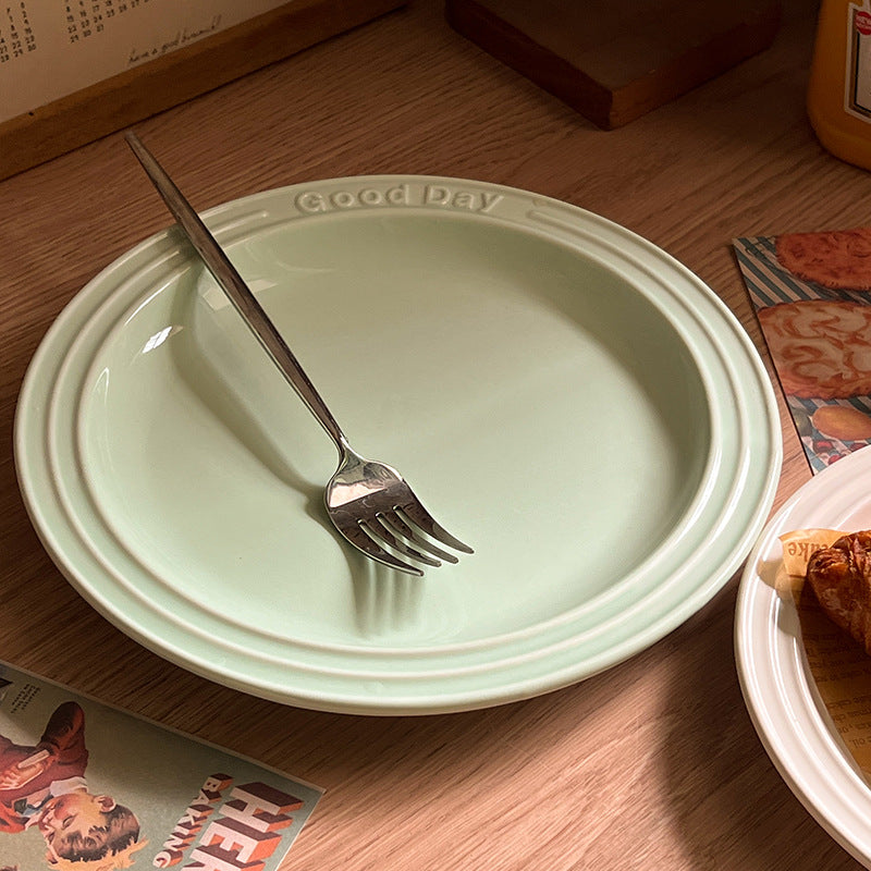 Embossed Ceramic Dinner Plate