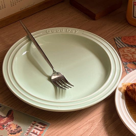 Embossed Ceramic Dinner Plate