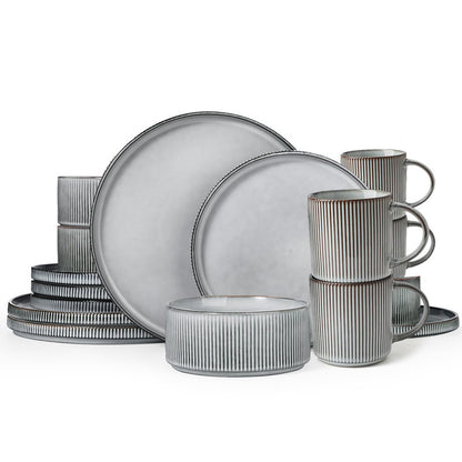 Embossed Ceramic Dinnerware Set 16 Pieces