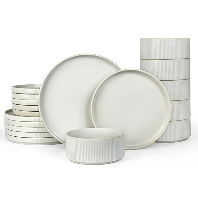 Embossed Ceramic Dinnerware Set 16 Pieces