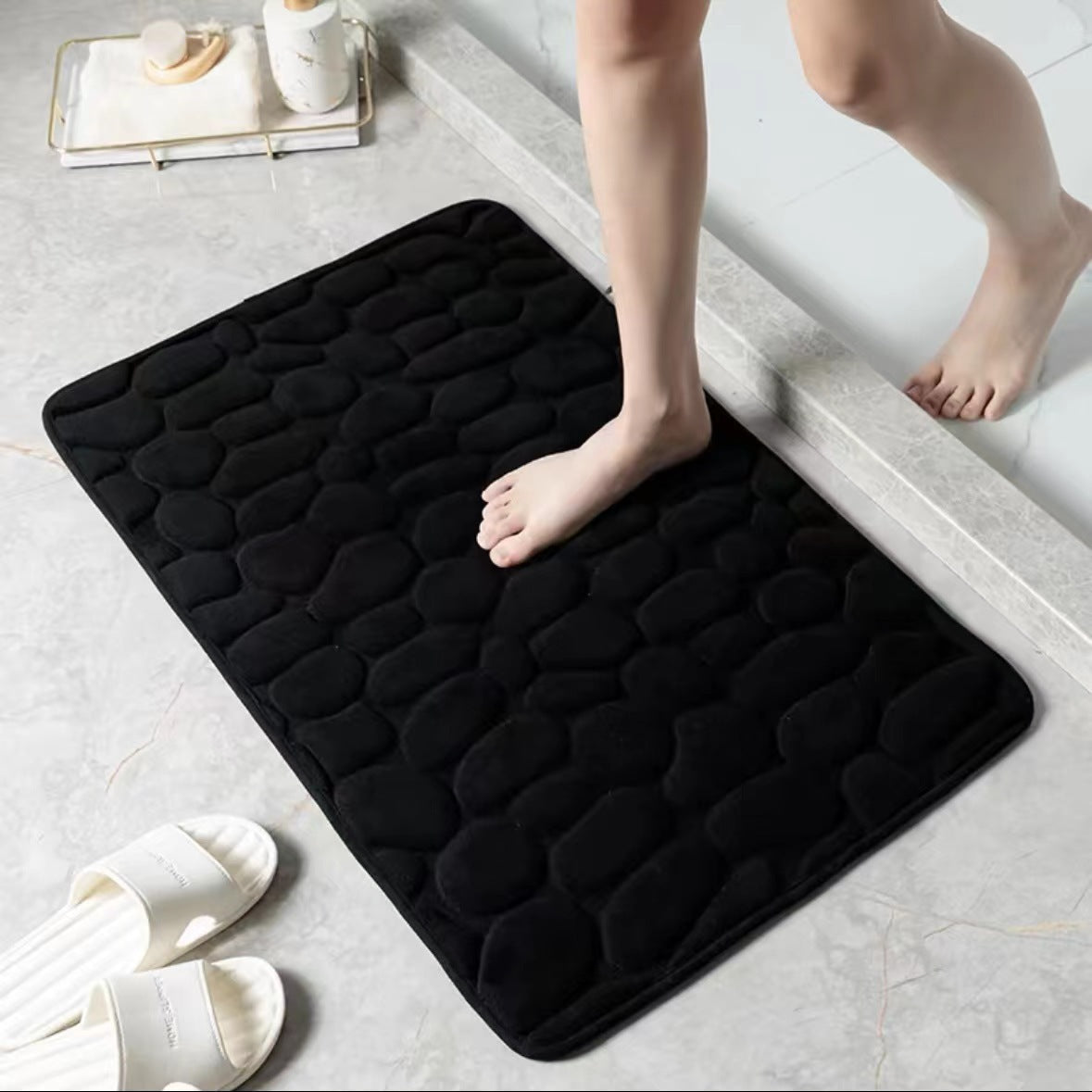 Embossed Coral Velvet Floor Mat