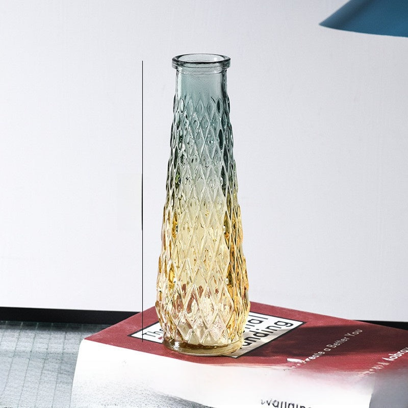 Embossed Glass Vase for Home Decoration