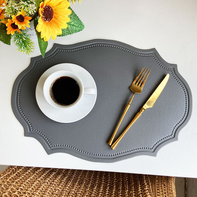 Embossed Imitation Leather Placemats Heat Resistant Table Mats