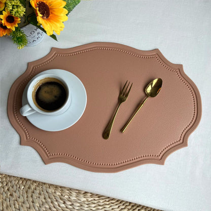 Embossed Imitation Leather Placemats Heat Resistant Table Mats