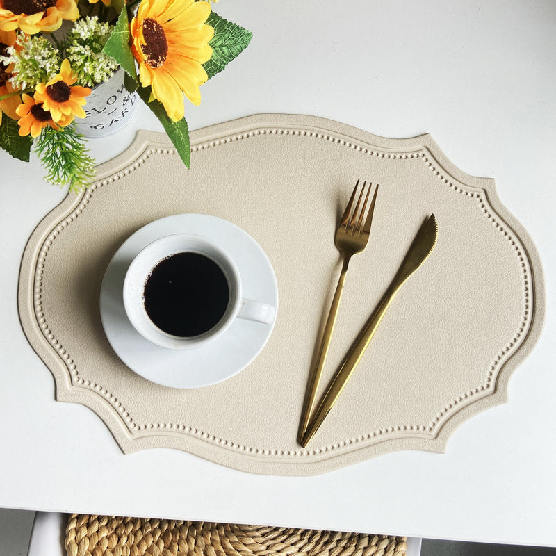 Embossed Imitation Leather Placemats Heat Resistant Table Mats