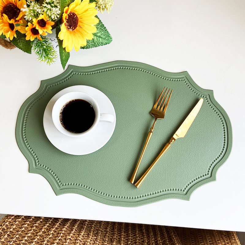 Embossed Imitation Leather Placemats Heat Resistant Table Mats