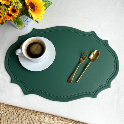 Embossed Imitation Leather Placemats Heat Resistant Table Mats