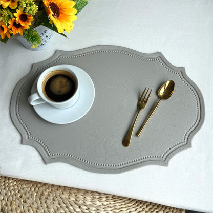 Embossed Imitation Leather Placemats Heat Resistant Table Mats