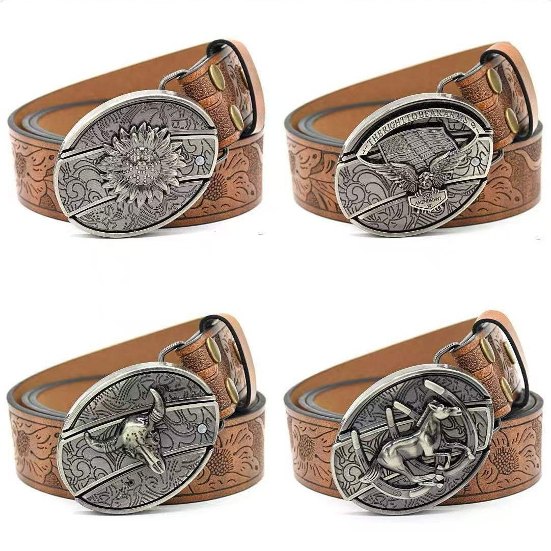 Embossed leather belt