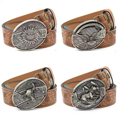 Brown-bull head knife buckle