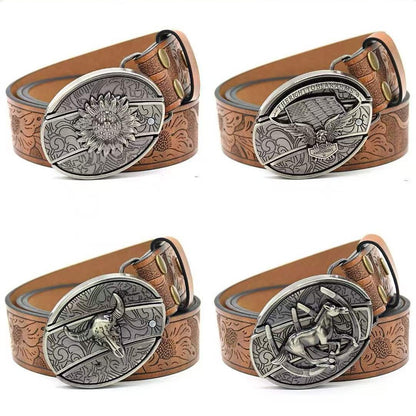 Embossed leather belt