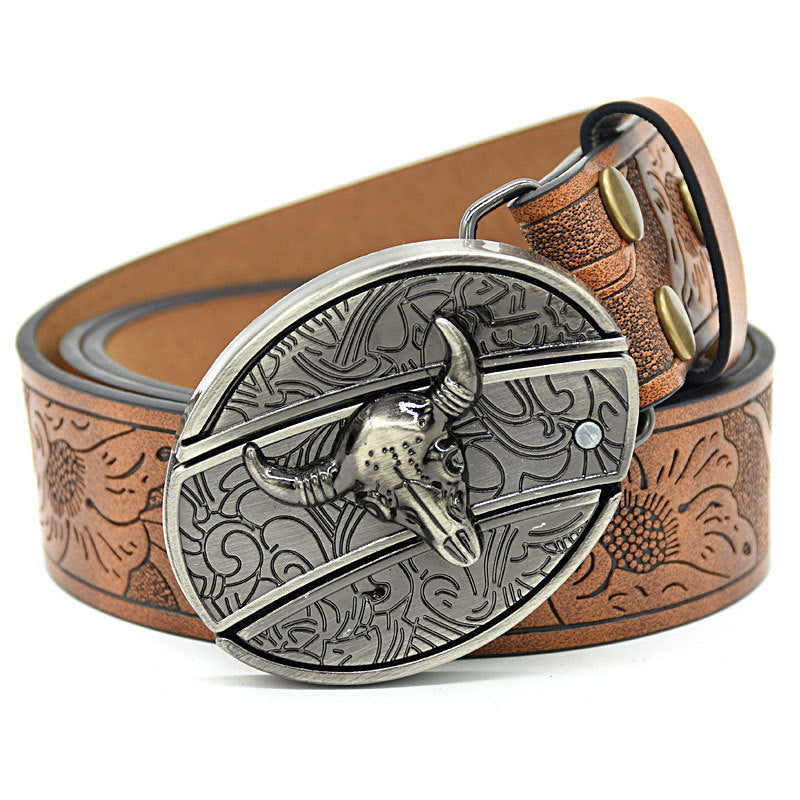 Embossed leather belt