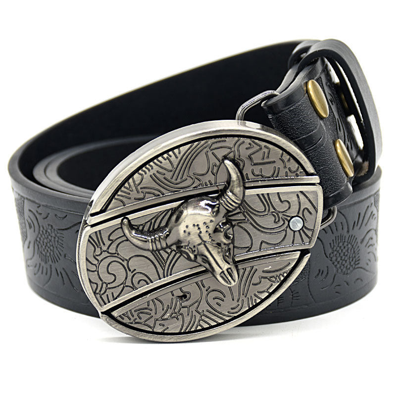 Embossed leather belt