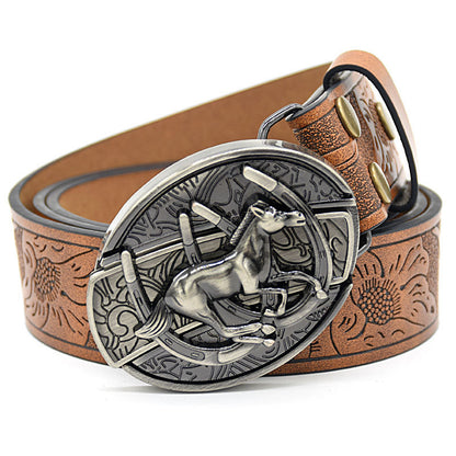 Embossed leather belt