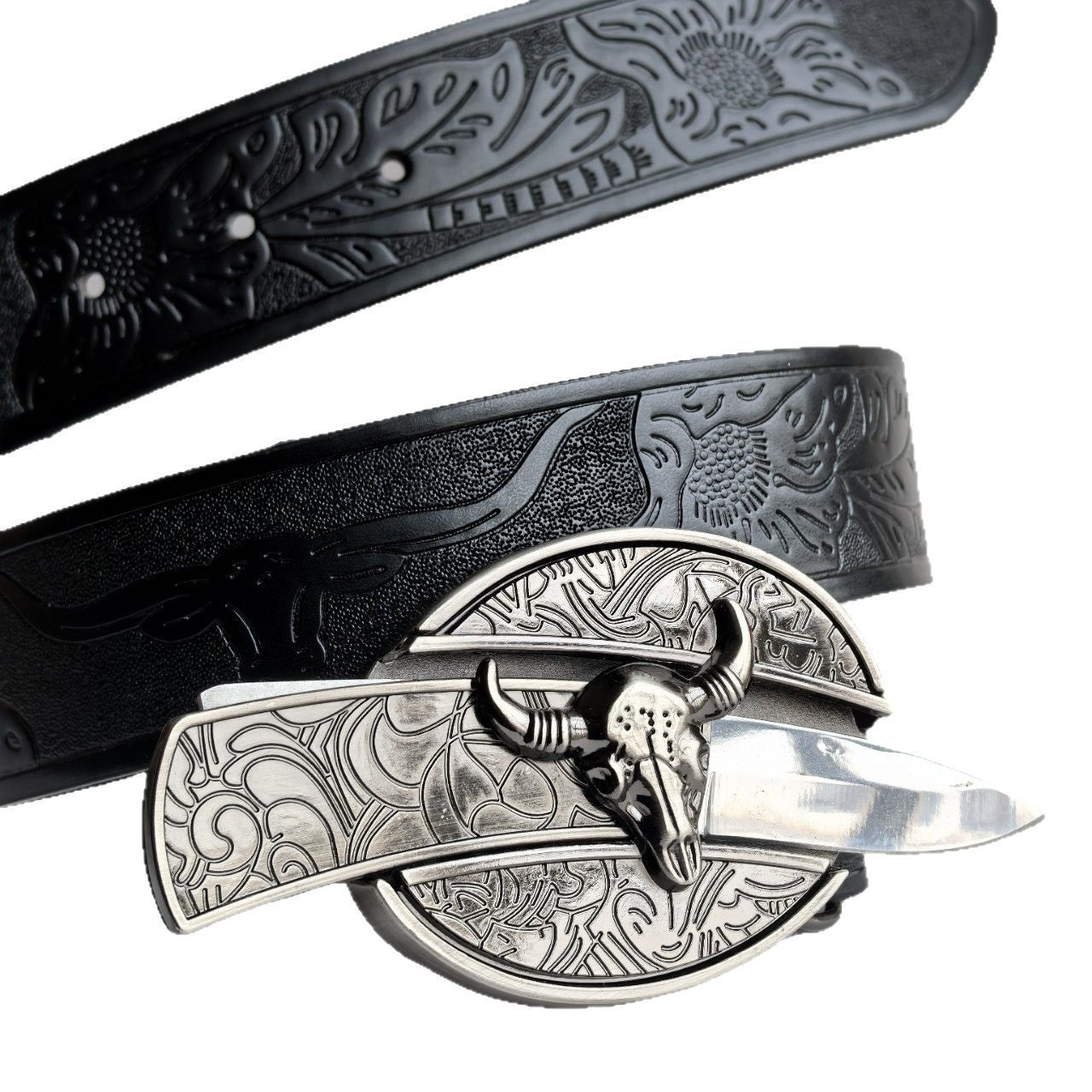 Embossed leather belt
