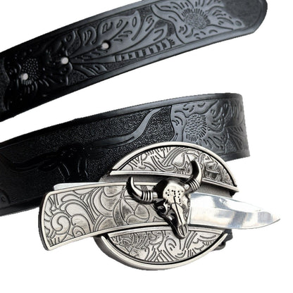 Embossed leather belt