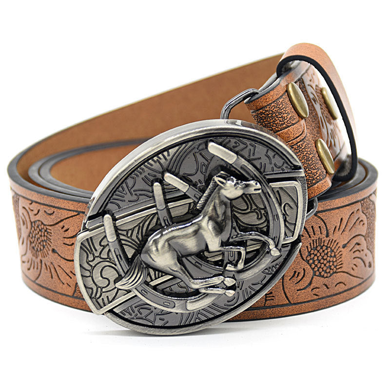Embossed leather belt