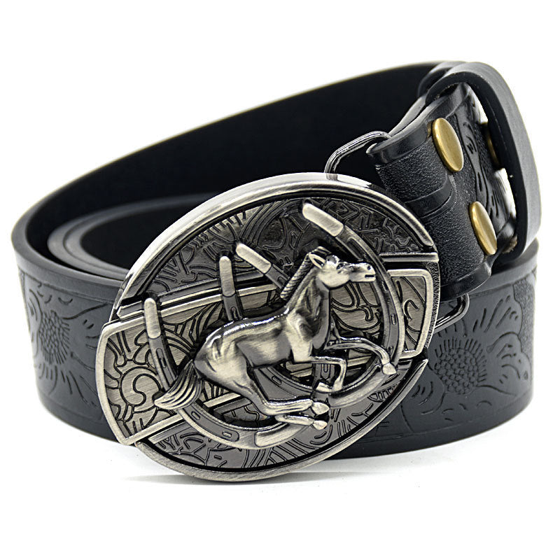 Embossed leather belt