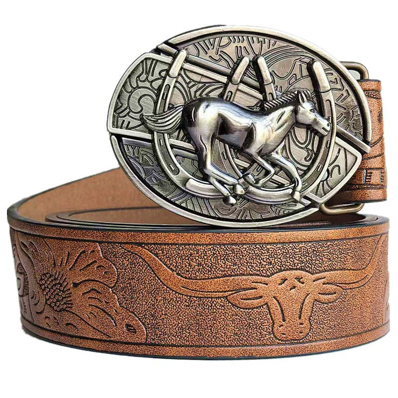 Embossed leather belt