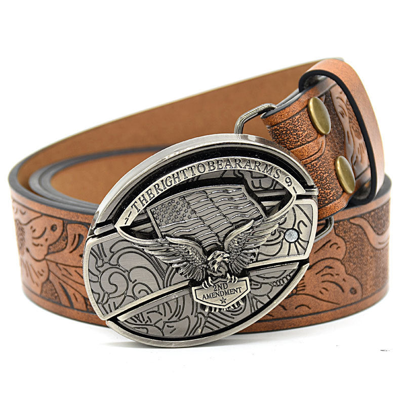 Embossed leather belt