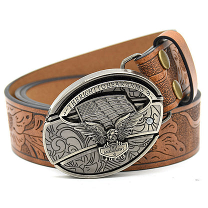 Embossed leather belt