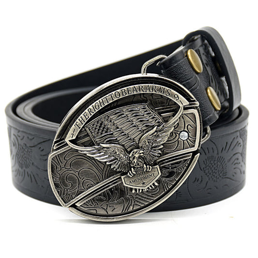 Embossed leather belt