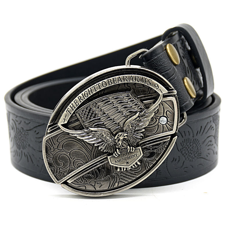 Embossed leather belt