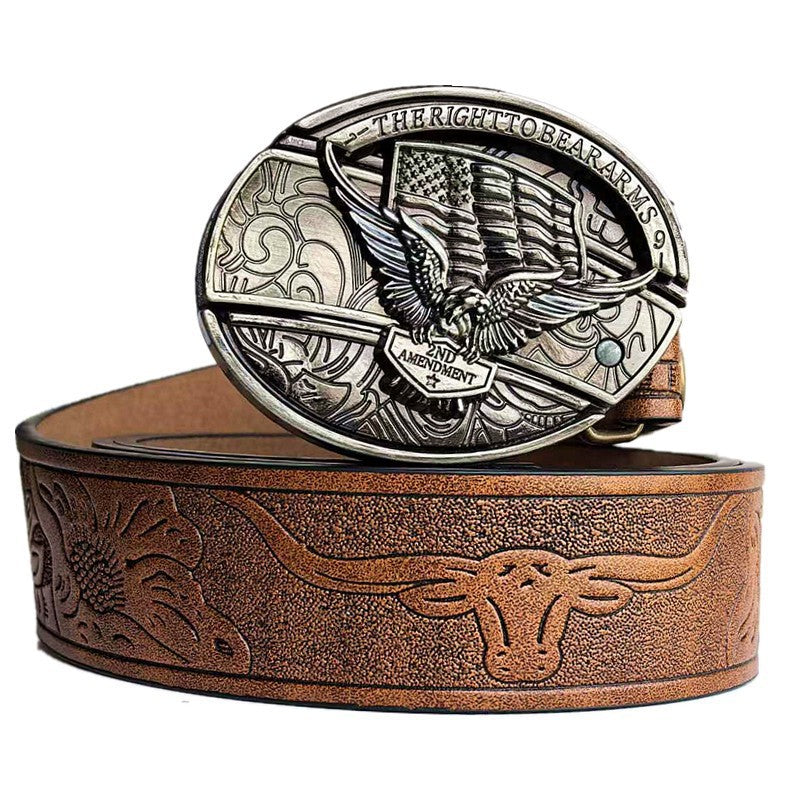 Embossed leather belt