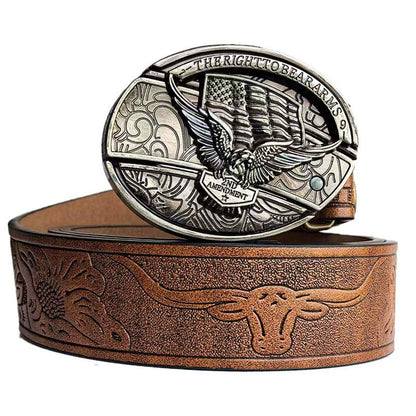 Embossed leather belt