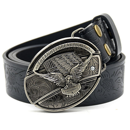 Embossed leather belt