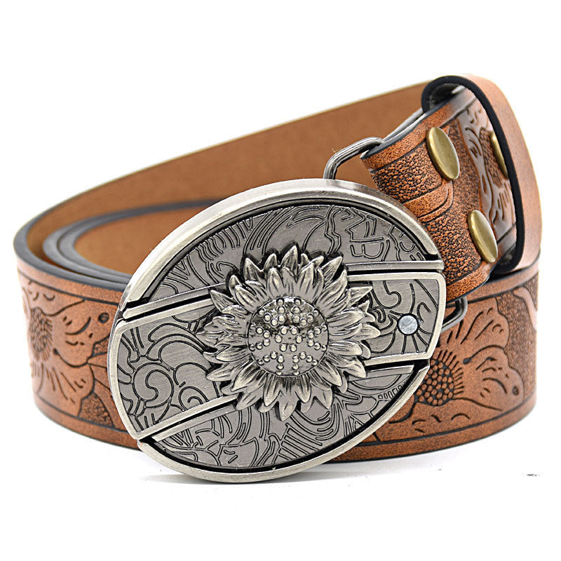 Embossed leather belt