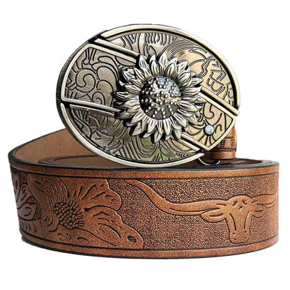 Embossed leather belt