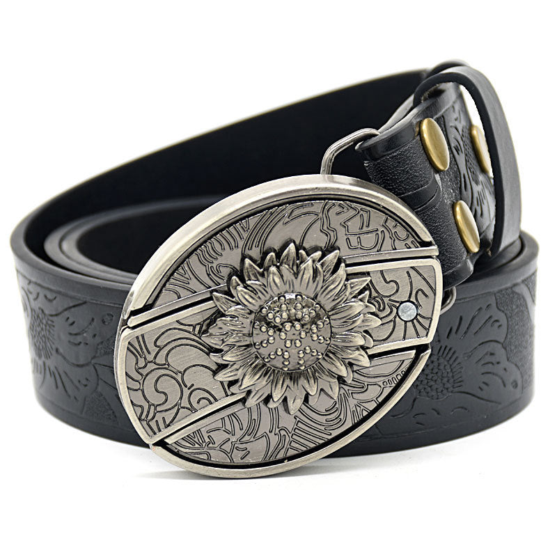 Embossed leather belt